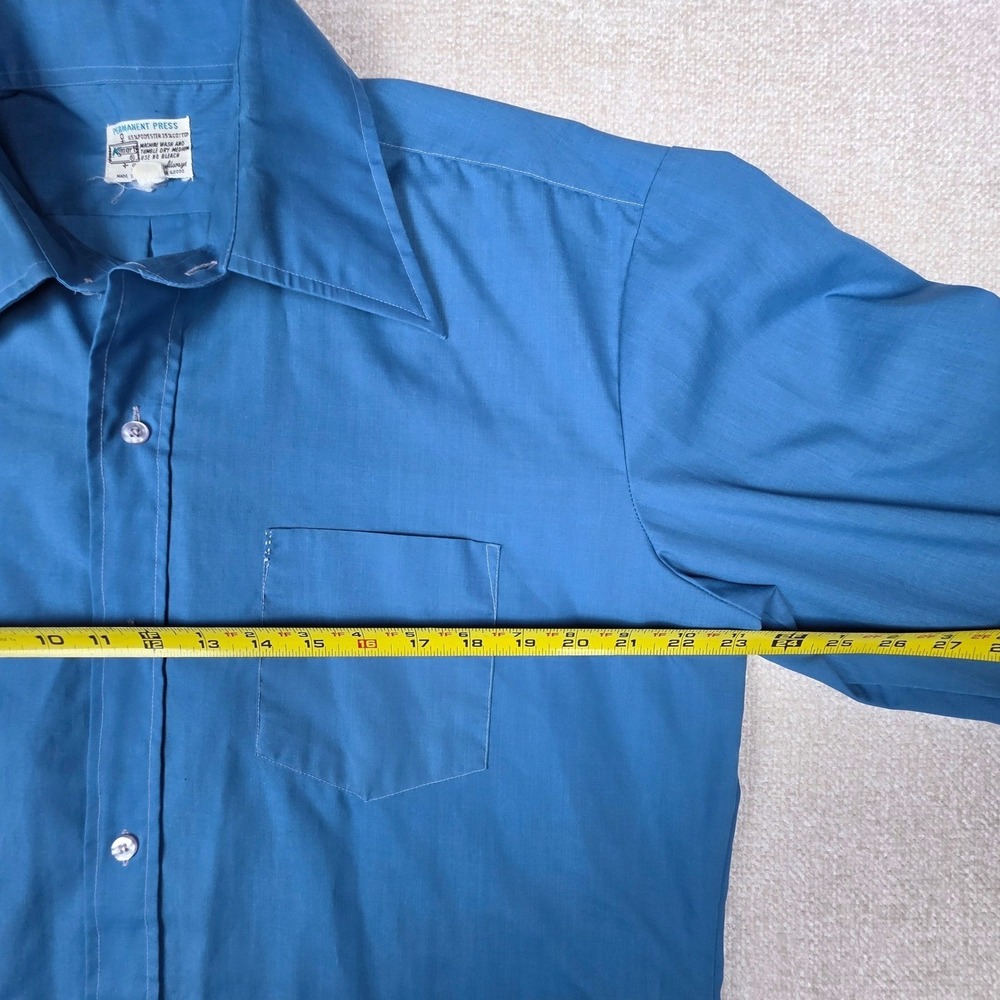 Vintage Kmart Permanent Press Blue Button Down‎ Shirt Mens 16.5-33 Long Sleeve - Picture 6 of 9